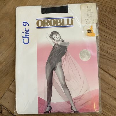 OROBLU Chic 9 Cool Touch Pantyhose SZ S Black Tights Ultra Sheer 9 Den