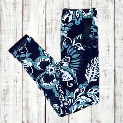 Women’s Leggings Size S/M Navy Blue Floral Print NWT Extra Stretchy Buttery Soft