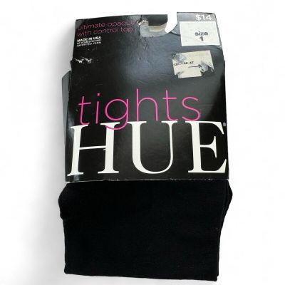 HUE Womens Black Ultimate Opaque Tights Control Top Size 1 (100-150lbs) 1 Pair