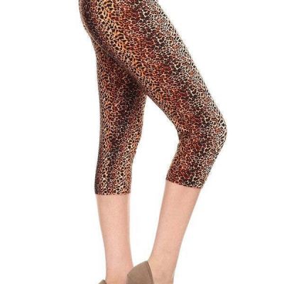 FASHNZFAB Women's Multi-color Print, Cropped Capri Leggings In A Fitted Style