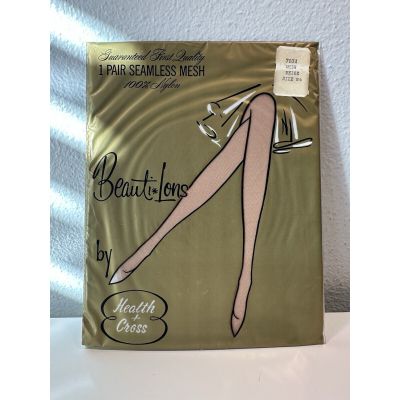 VINTAGE BeautyLons Hosiery-Seamless Mesh-Beige Sz8.5M X 1 *NEW