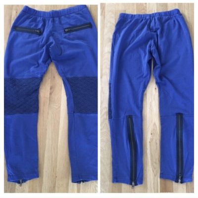 NWT Staci Woo Blue Moto style leggings Sz L