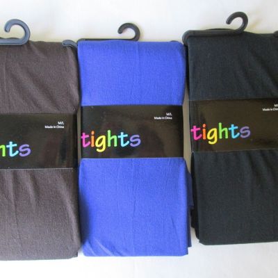 3 Opaque 100perc Nylon Tights Brown, Purple, Black M/L: 5'4