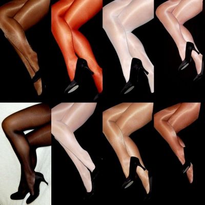 Q XL Lt Suntan Peavey High Gloss Shiny Shimmery Tights Hooters Uniform hosiery