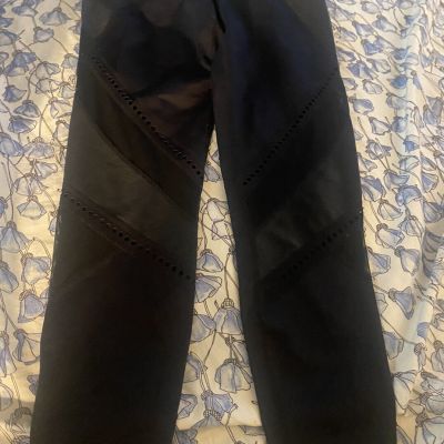 Track & Bliss M Black Crop Leggings Sheer Panels Cut out Design EUC