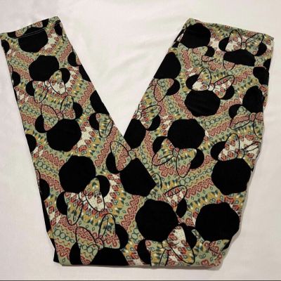 NEW LuLaRoe DISNEY OS Leggings BLACK SAGE Green MINNIE Bow Tribal AZTEC Chevron