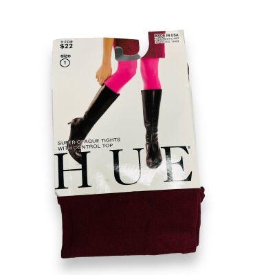 Hue Womens Super Opaque Control Top Tights Size 1 Cabernet 1 Pair U6620