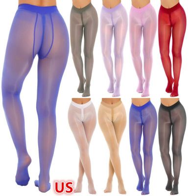 Women's Tights Oily Shiny Pantyhose Sheer High Waist Hollow Out Tights Stockings