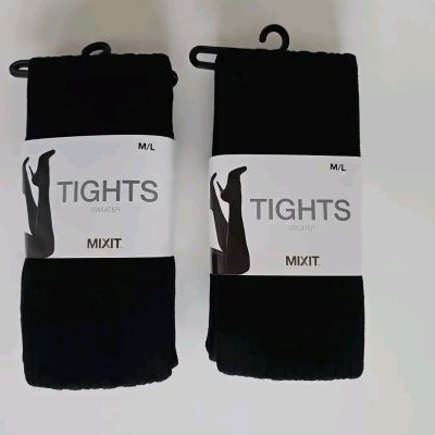 2 Mixit Sweater Tights Black Sz M/L NEW Set Lot of Two