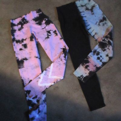 TYE DYE LEGGINGS  RUNNING gym ACTIVEWEAR S SMALL LOT 2 PAIRS FROM ANTHROPOLOGY