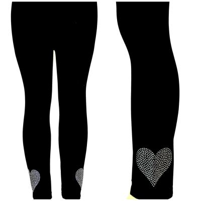 Regular One Size Yoga Style Leggings All Rhinestone Embellished Crystal Hearts