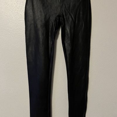 Spanx Faux Leather Leggings Shiny Black 2437Q Women’s Petite Small