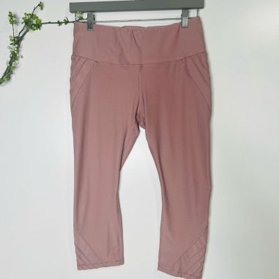 RBX Mauve Pink Midrise Moto Exercise Pants Athletic Leggings Capri