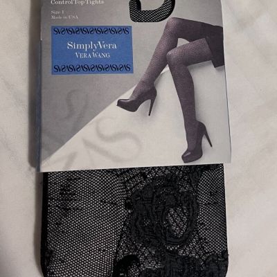 Simply Vera Vera Wang Womens Control Top Tights Black Sheer Size 1 New