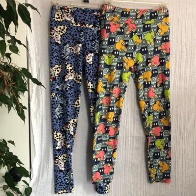 LULAROE DISNEY stretch leggings workout pants Mickey & Cruella Deville One Size