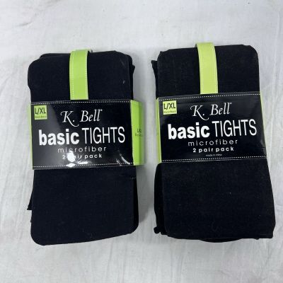 2 Packs :  K Bell Basic Tights Microfiber 2-Pack Large XL Black