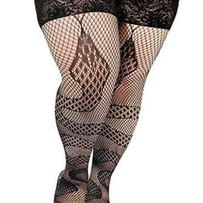 Plus Size Fishnet Stockings for Women Silicone Lace Top Stay Up Sexy Snake