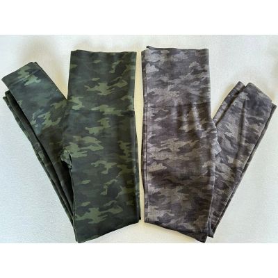 2 Pairs Spanx Look Me Now Camo Green Gray Seamless Leggings Womens Plus Size 1X