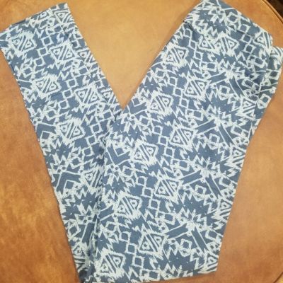 LuLaRoe Leggings OS, Blue/Light Blue Geometric, NWT