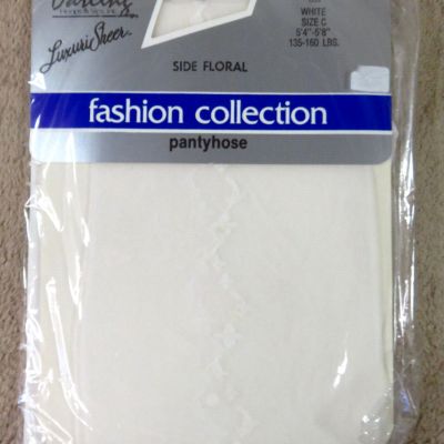 Darling Luxuri Sheer Side Floral Pantyhose / White / Sz C