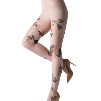 Sheer Garden Rose Floral Tights