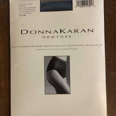 DONNA KARAN Sheer Control Top Midnight Navy Marine Medium Pantyhose Style 266