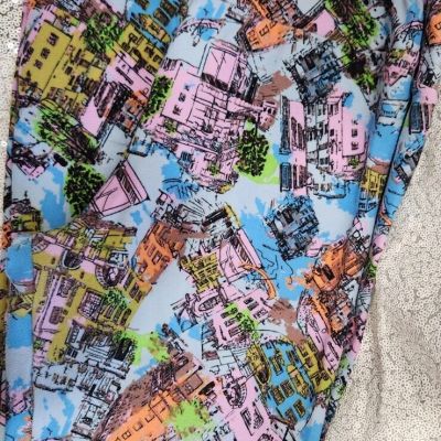 Lularoe Cityscape Buildings Blue Venice Europe Print Leggings One Size