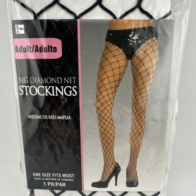 Big Diamond Net Stockings Novelty O/S One Size Fits Most Women Up To 160 Lbs Blk