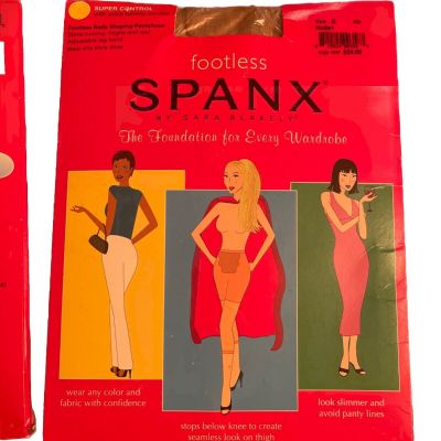 2 Spanx Sara Blakely Size D Nude Footless Bodyshaping Pantyhose