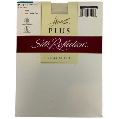 Hanes Silk Reflections Plus Size Pantyhose 3X Pearl Control Top Enhanced Toe