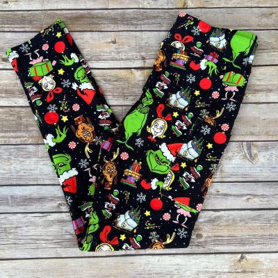 Grinch Christmas Tree Holiday Women's Leggings TC Plus Size 12-20