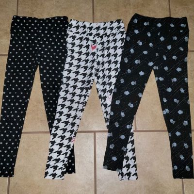 3pc Lot Of LuLaRoe Leggings Pants OS One Size Geometric Designs Black White Gray