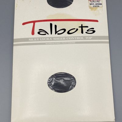 Talbots Silky Lycra Sheer Control Top Sandalfoot Pantyhose Pewter size B Medium