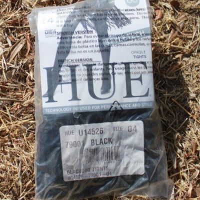 HUE - BLACK OPAQUE TIGHTS - SIZE 4 ( 205-250 lbs)NEW