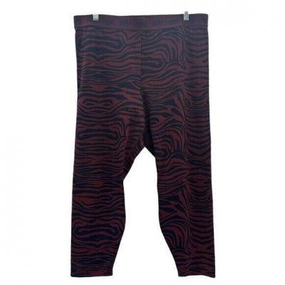 Yitty Fabletics by Lizzo Plus Size 2X Leggings Maroon Zebra Print Cropped Ankle