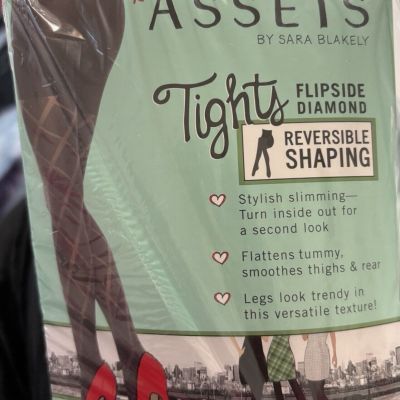 Assets by Spanx Reversible Shaping Tights Flipside Diamond Black Size 2 NWT