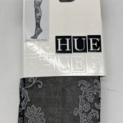 HUE Black Sweet Pea Floral Tights w/ Control Top U15340 Size S/M