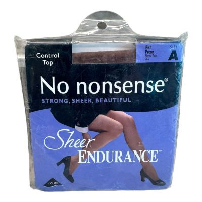 No Nonsense Sheer Endurance Control Top Pantyhose Stockings  Rich Pecan Size A