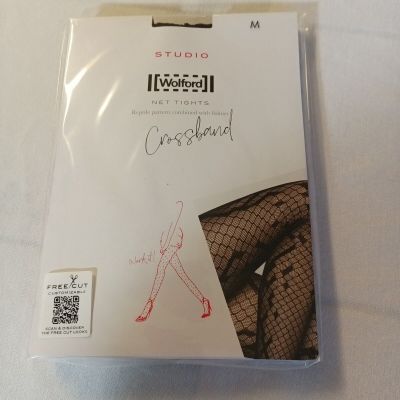 Wolford Studio Black Tights. Snakeskin Pattern. M.