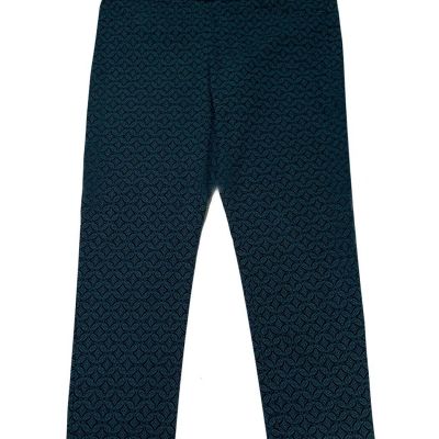 Roz & Ali, Teal Geometric Print Pull-on Legging Style Stretch Pants, size 12