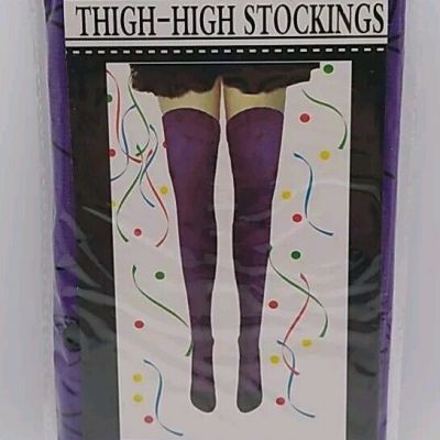 Nwt Womens Thigh High Stockings Purple Black Spider Web One Size Fits Most