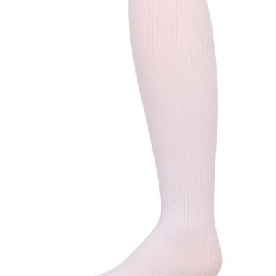 Girls' Opaque Fine Ribbed Nylon Tights White 12-14