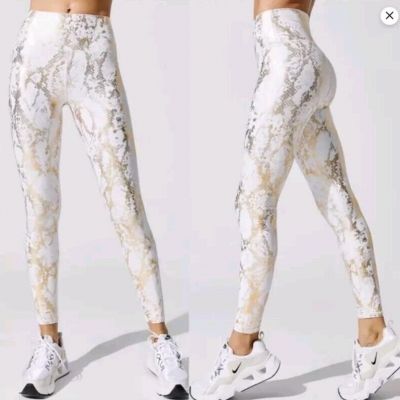 EUC Carbon38 Highwaisted White Metallic Gold Snake Print size S