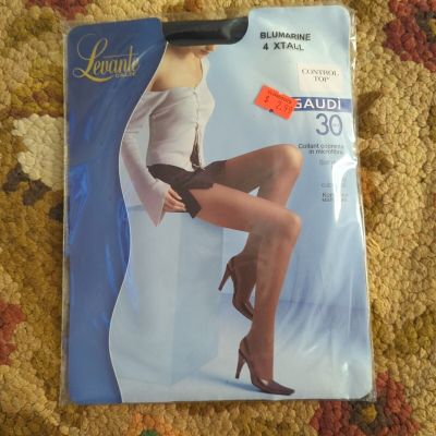 New Levante Gaudi 30 Control Top Pantyhose Size 4 XT BluMarine Blue Made Italy