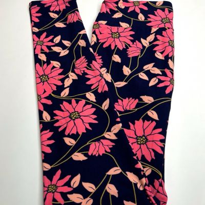 NEW LuLaRoe OS Leggings BLUE PINK Abstract Vine Romantic WHIMSICAL DAISY Flower