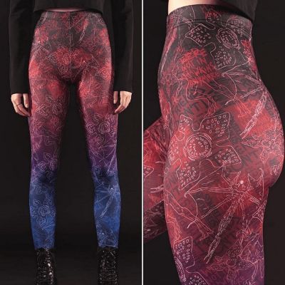 Blackmilk Demogorgon Stranger Things Leggings Ombre Red Purple Blue Black Milk