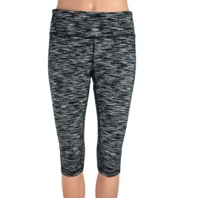 Zella Black Space Dye Low Rice Pull On Stretch Workout Capri Leggings Size M