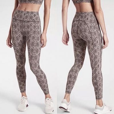 Athleta Women's Ultimate Stash Snake Skin Print 7/8 Leggings Grey/taupe Small