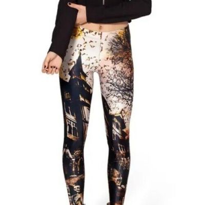 Black Milk LIMITED  Haunted House 2.0 Shiny High Waist Leggings XS Auth HTF Rare