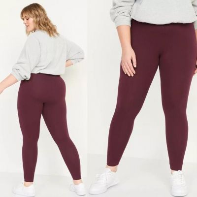 Old Navy Women's High Rise Burgundy Leggings Size 3X New